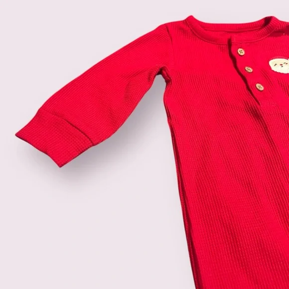 NWT Carter's Baby Red Waffle Knit Santa Christmas Footies Size 9 Months - Picture 7 of 8